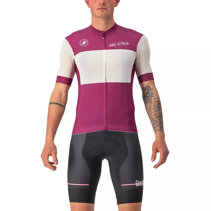 2022 Cycling Jersey Giro D'italy White Purple Short Sleeve and Biboiuj013